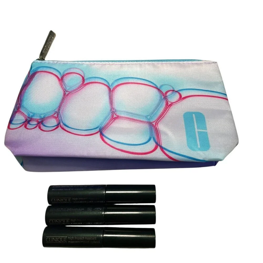 Clinique High Impact Mascara Bundle (3x .14 oz) + Cosmetic Bag | New